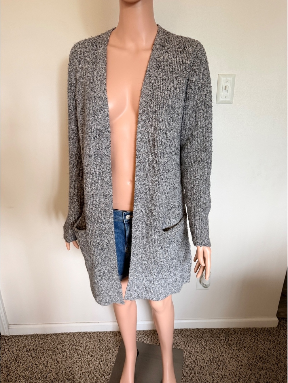 Old Navy Women's Gray Open Front Long Sleeve Cardigan Sweate